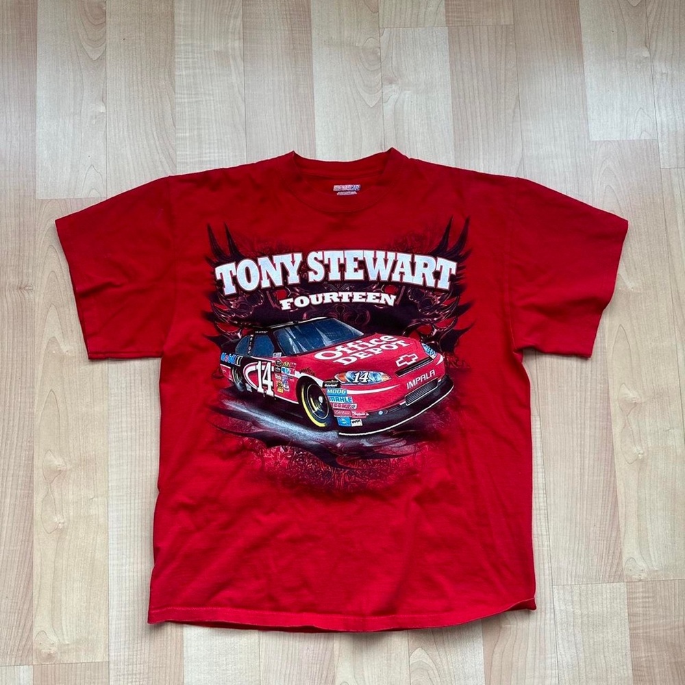 Nascar Red Short Sleeve Tee with Tony Stewart Graphic
